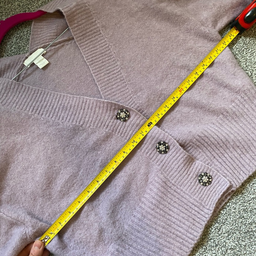 H&M lilac cardigan with rhinestone buttons oversized fit (S) - Picture 3 of 13